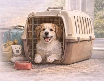 Dog in carrier